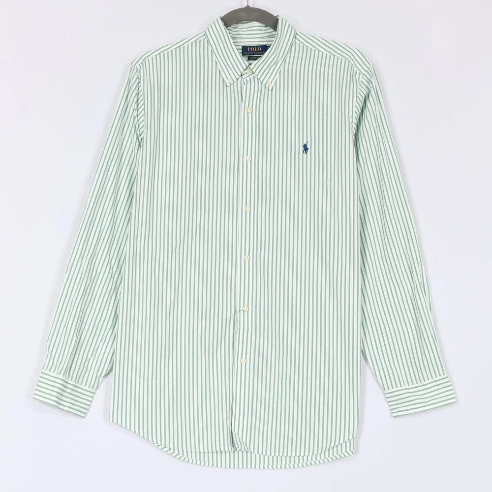Polo Ralph Lauren Button Down Shirt Men XL Green Striped Preppy Classic $130 NWT